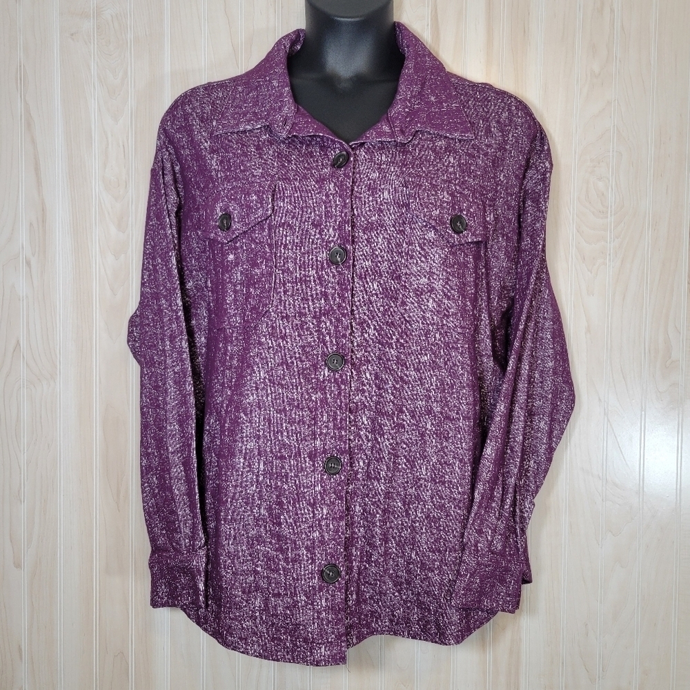 Zenana Purple Button-Up Shirt Sz 2X